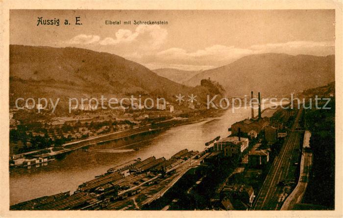 Aussig Tschechien Elbepartie mit Burg Schreckenstein