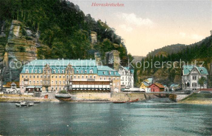 Herrnskretschen Boehmen Elbepartie Schloss