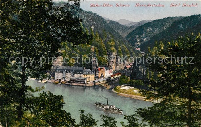 Herrnskretschen Boehmen Schloss Hotel Hetschel Elbepartie