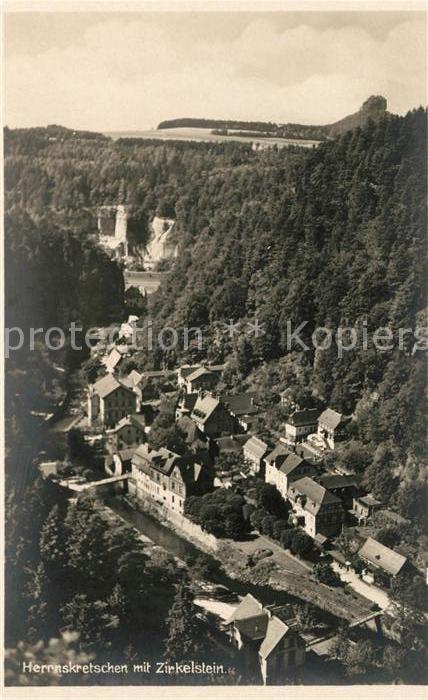 Herrnskretschen Boehmen Elbepartie mit Zirkelstein