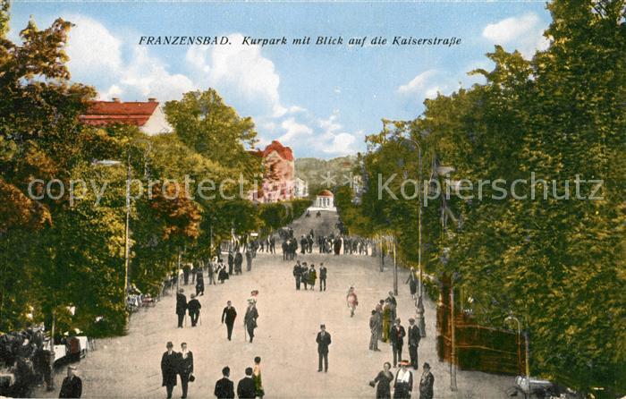 Franzensbad Boehmen Kurpark mit Kaiserstrasse