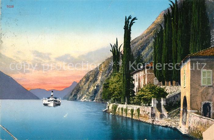 Oria Valsolda Häuserpartie am Luganersee Dampfer Alpe