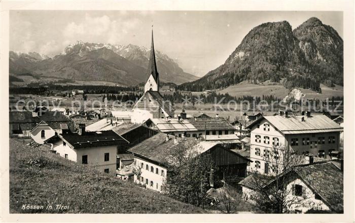 Koessen Tirol Ortsansicht mit Kirche Alpenpanorama