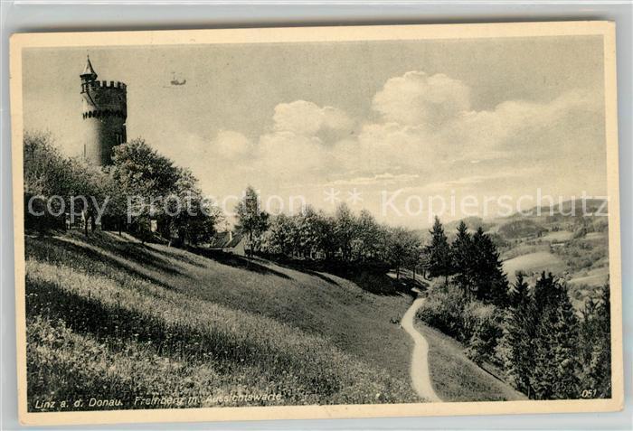 Linz Donau Freinberg mit Aussichtswarte Landschaftspanorama