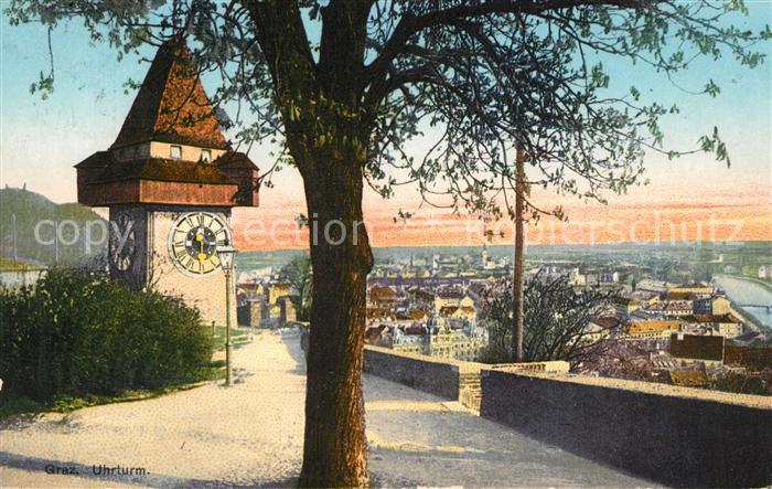 Graz Steiermark Uhrturm Stadtblick