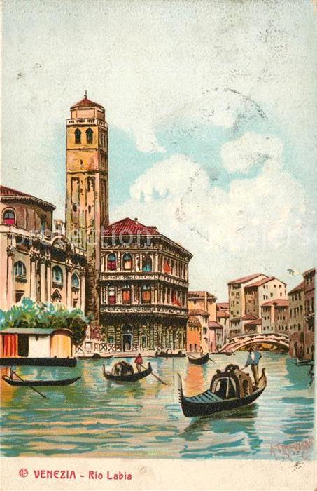 Venezia Venedig Rio Labia Gondel Kuenstlerkarte