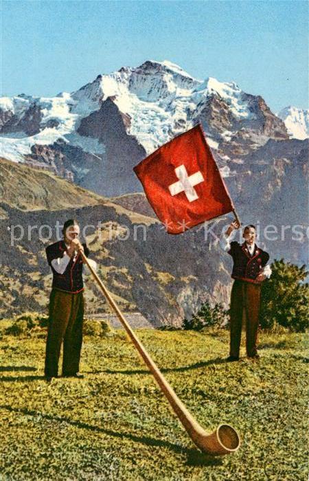 Alphorn Alphornbläser Fahnenschwinger Jungfrau