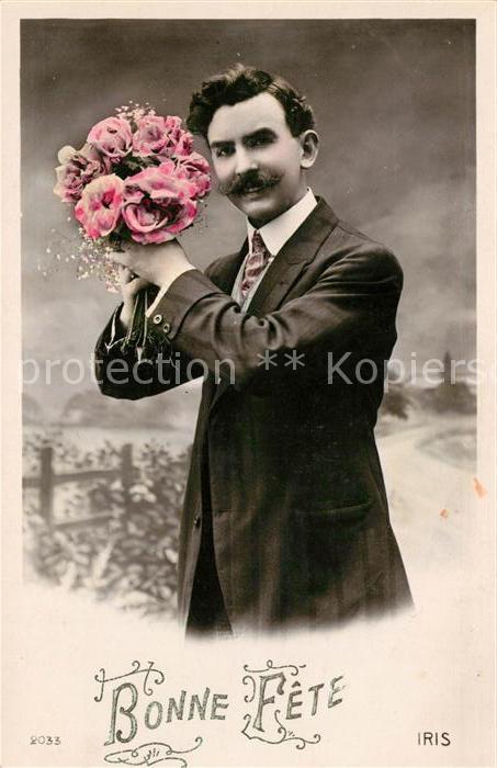 Foto Iris Nr. 2033 Mann Rosen Bonne Fete