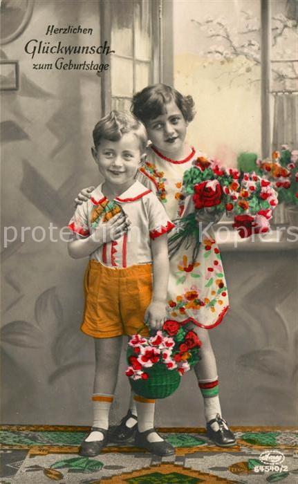Foto Amag Nr. 64540/2 Geburtstag Kinder Blumen