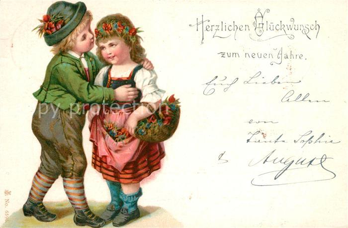 Neujahr Kinder Litho