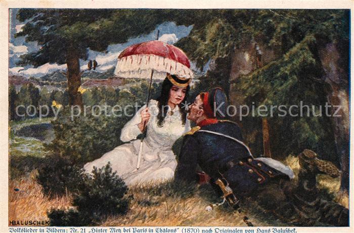 Kuenstlerkarte Hans Baluschek Volkslied Nr. 21 Hinter