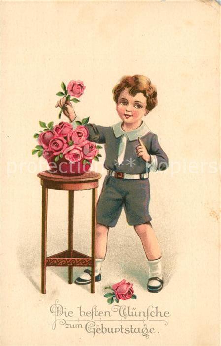 Geburtstag Kind Rosen Litho