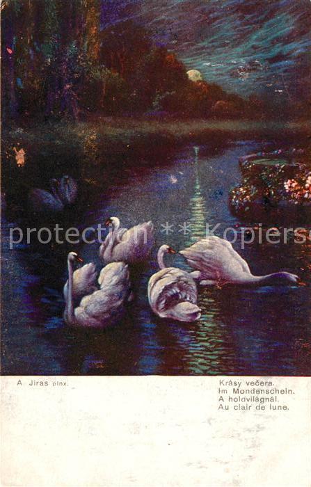 Kuenstlerkarte A. Jiras Krasy vecera Im Mondenschein