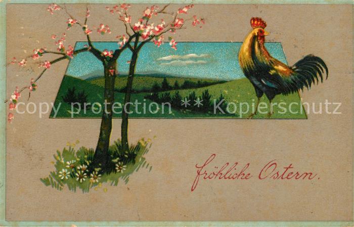 Ostern Easter Paques Hahn Litho