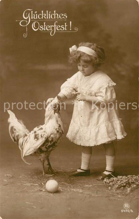 Foto RPH Nr. 5470/4 Kind Mädchen Huhn Ei Ostern