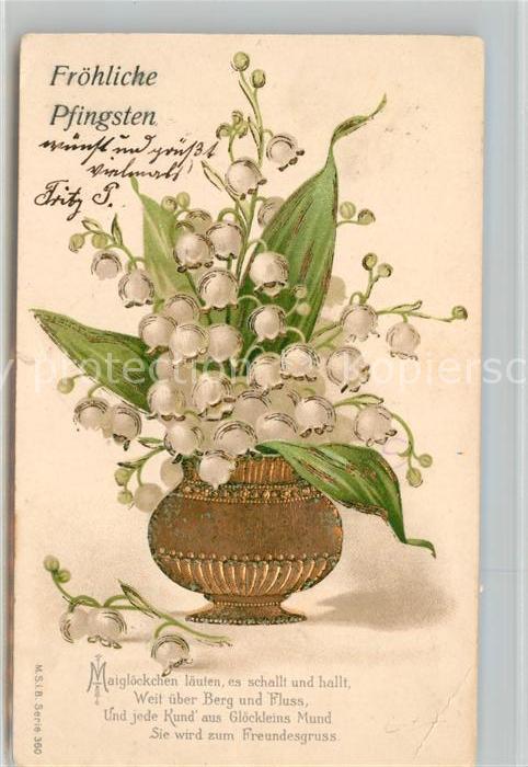 Maigloeckchen Pfingsten Litho Gedicht