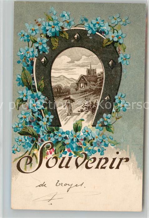 Hufeisen Vergissmeinnicht Litho