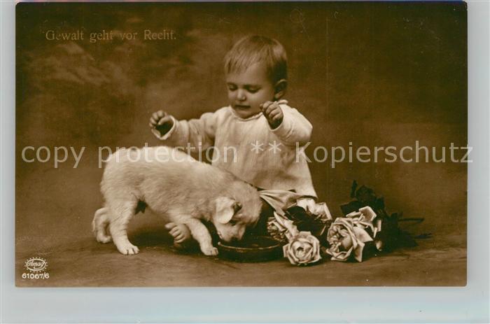 Foto Amag Nr. 61067/6 Kleinkind Welpe Rosen