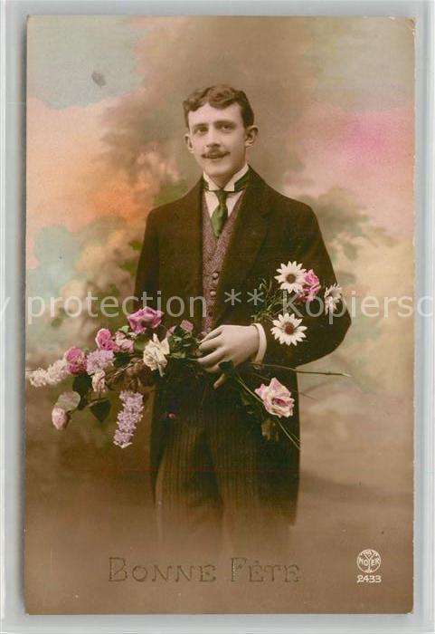 Foto AN Paris (Noyer) Nr. 2433 Mann Blumen Bonne Fete