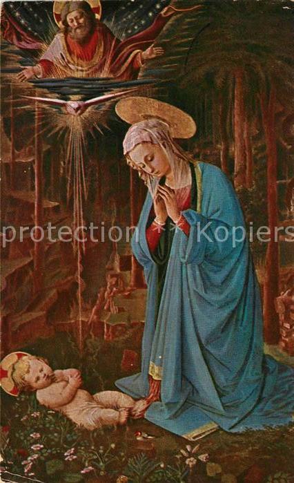 Kuenstlerkarte Fra Filippo Lippi Madonna das Kind anbe