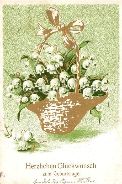 Maigloeckchen Geburtstag Korb Litho