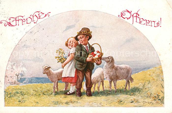 Verlag Schulverein Nr. 1944 Ostern Kinder Schafe Ostereier Kün