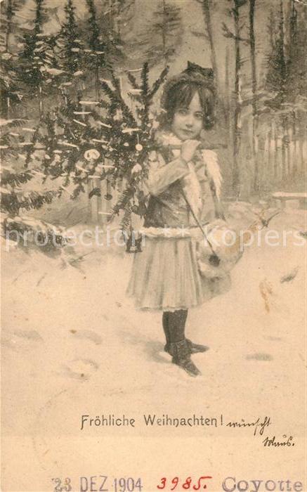 Weihnachten Kind Maedchen Muff Weihnachtsbaum