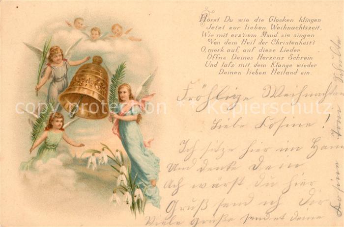 Engel Glocke Gedicht Litho
