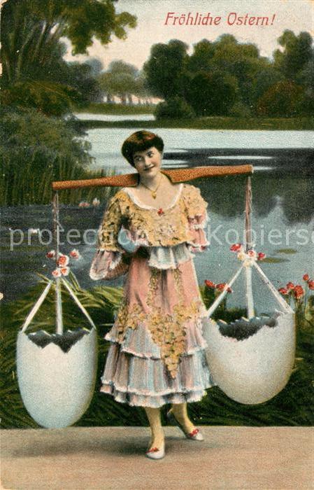 Ostern Easter Paques Frau Eier