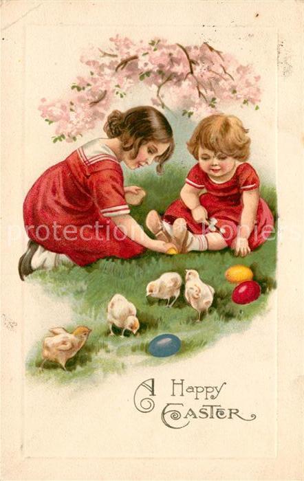 Ostern Easter Paques Kinder Küken Ostereier Litho
