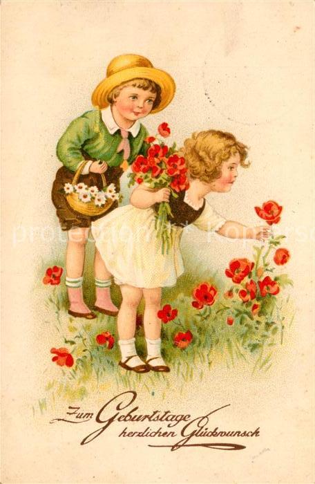 Geburtstag Kinder Blumen Litho