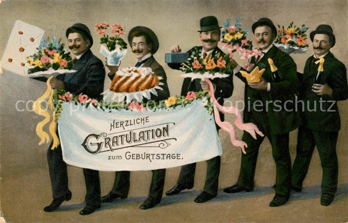 Geburtstag Männer Blumen Kuchen Sekt Brief