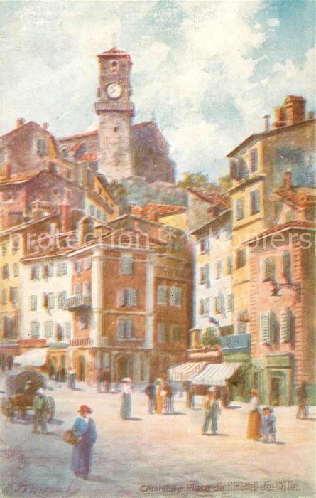 Verlag Tucks Oilette Nr. 129 Cannes Place de l Hotel-de-Ville