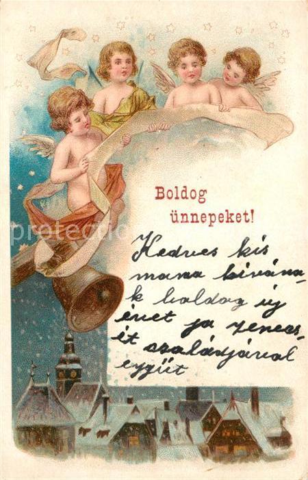 Engel Glocke Weihnachten Litho