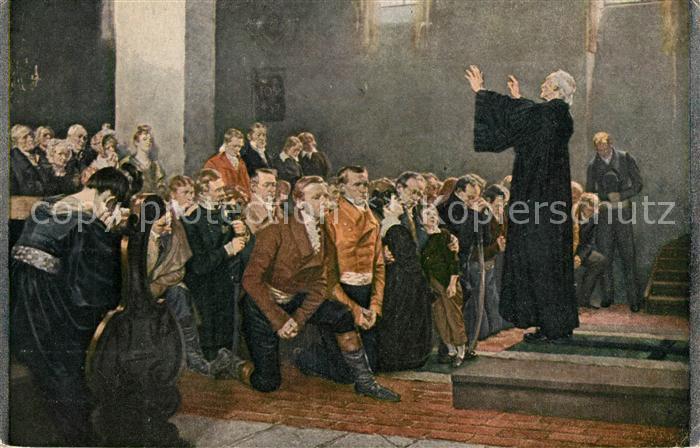 Kuenstlerkarte A. Kampf Einsegnung von Freiwilligen 18