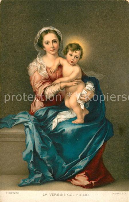 Kuenstlerkarte Murillo La Vergine col Figlio Litho