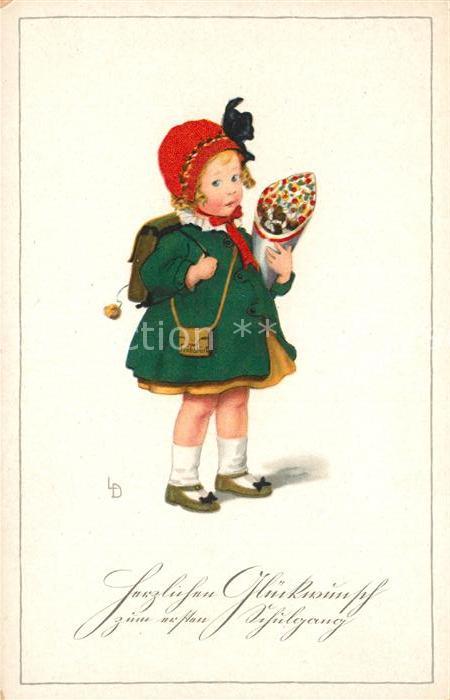Schule School Ecole Escuela Scuola-- Schulgang Kind Schultüte Litho