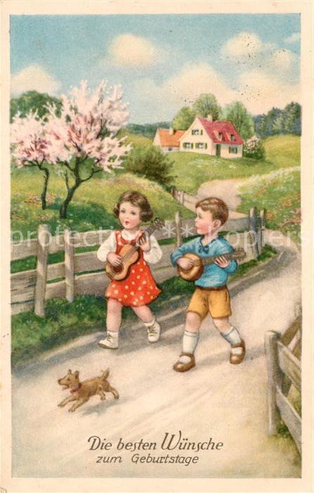 Geburtstag Kinder Hund Gitarre Mandoline