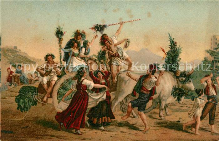 Kuenstlerkarte Leopold Robert La fete de la Madonne de