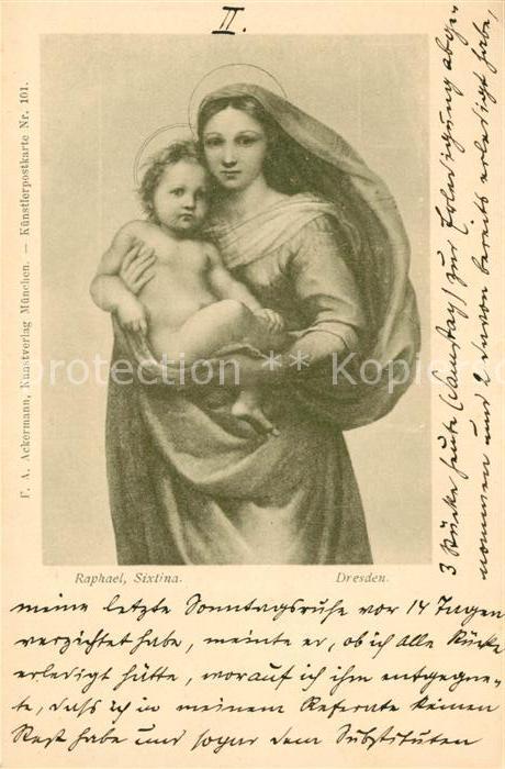 Kuenstlerkarte Raphael Sixtina Madonna mit Kind