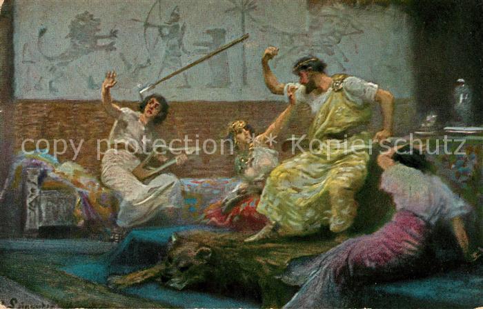 Leinweber R. Saul wirft den Spiess nach David