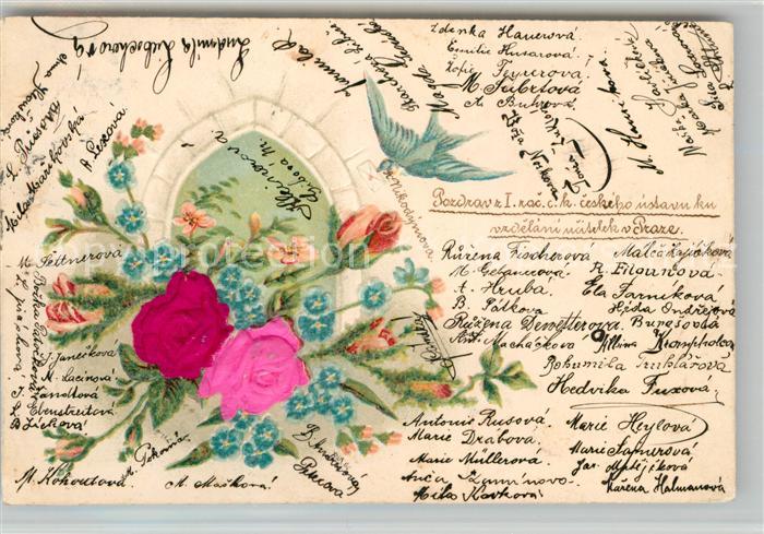 Rosen Schwalbe Vergissmeinnicht Litho