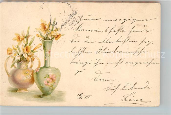 Blumen Narzissen Vasen Litho