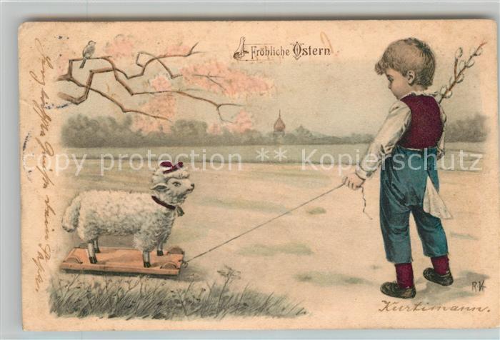 Ostern Easter Paques Kind Schaf