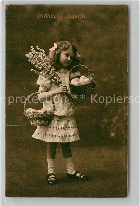 Ostern Easter Paques Kind Mädchen Ostereier Weidenkätzchen