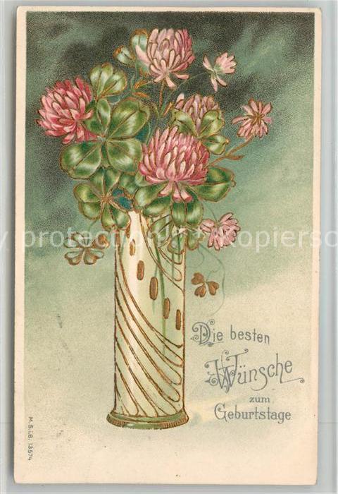 Geburtstag Blumen Vase Litho