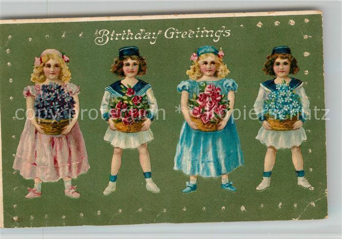 Geburtstag Kinder Blumen Litho