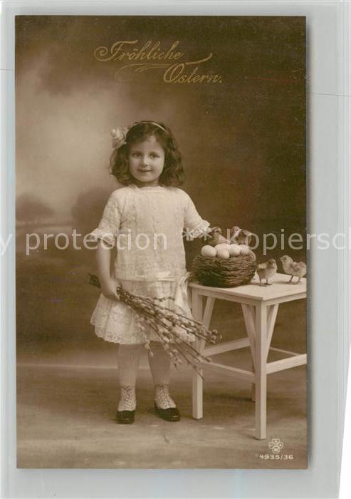 Foto SBW RPH Nr. 4935/36 Ostern Kind Mädchen Küken Eier