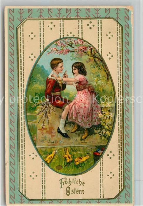 Ostern Easter Paques Kinder Kueken Ostereier Litho