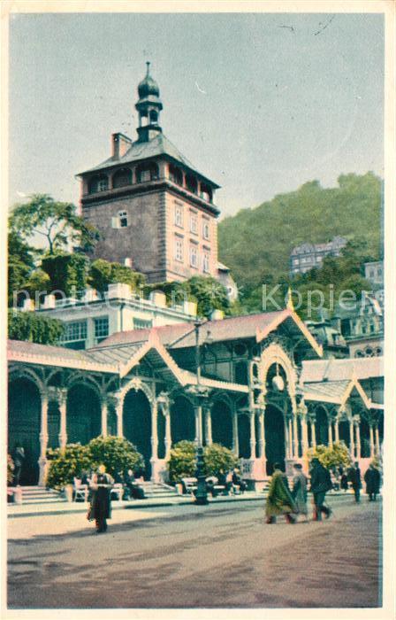 Karlsbad Eger Marktbrunnkolonnade und Stadtturm